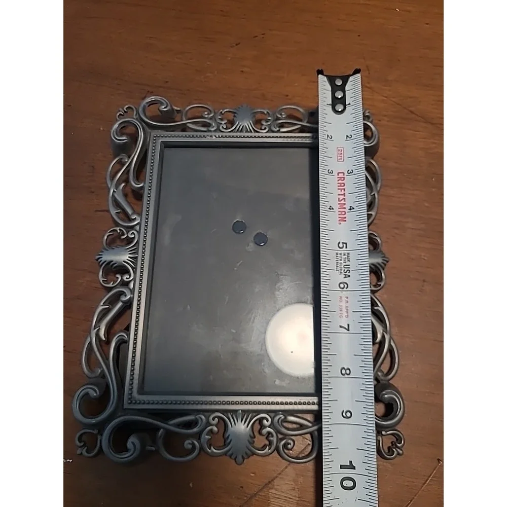 Vintage 5x7 Ornate Filigree‎ Pewter Frame Stands On Own Silver